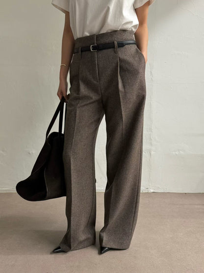[PRE-ORDER]  CLASSIC HERRINGBONE WIDE-LEG PANTS