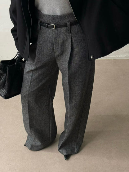 [PRE-ORDER]  CLASSIC HERRINGBONE WIDE-LEG PANTS