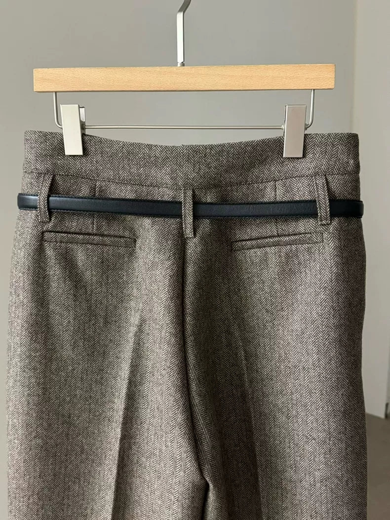 [PRE-ORDER]  CLASSIC HERRINGBONE WIDE-LEG PANTS