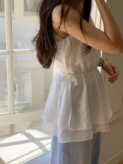 Spring Flowy Wave Blouse -White