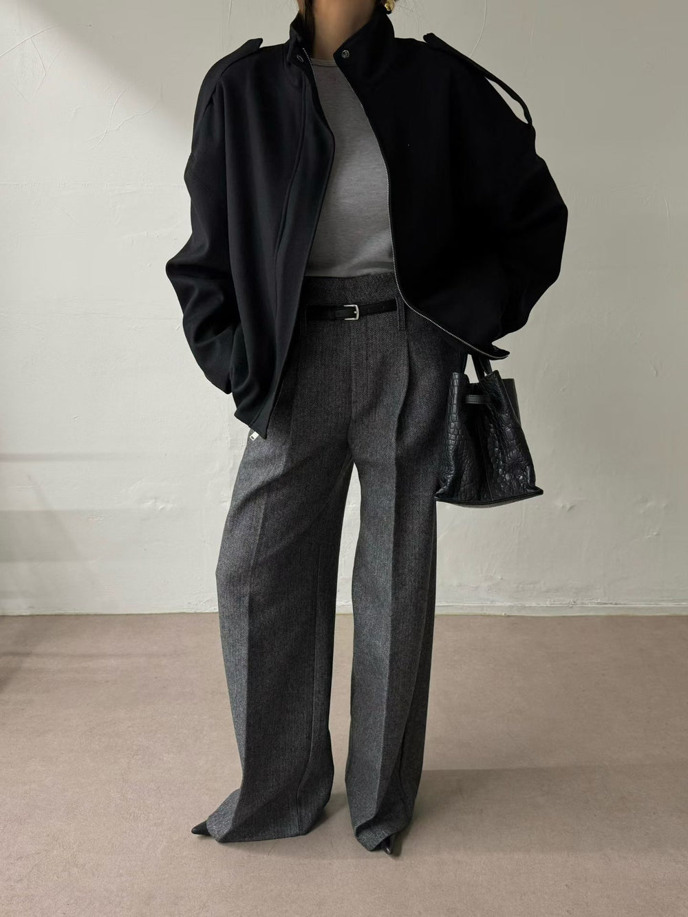 [PRE-ORDER]  CLASSIC HERRINGBONE WIDE-LEG PANTS