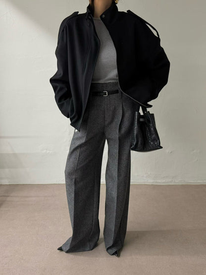 [PRE-ORDER]  CLASSIC HERRINGBONE WIDE-LEG PANTS