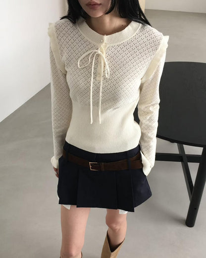 [PRE-ORDER]  LOW-RISE COTTON CONTRAST SKORT