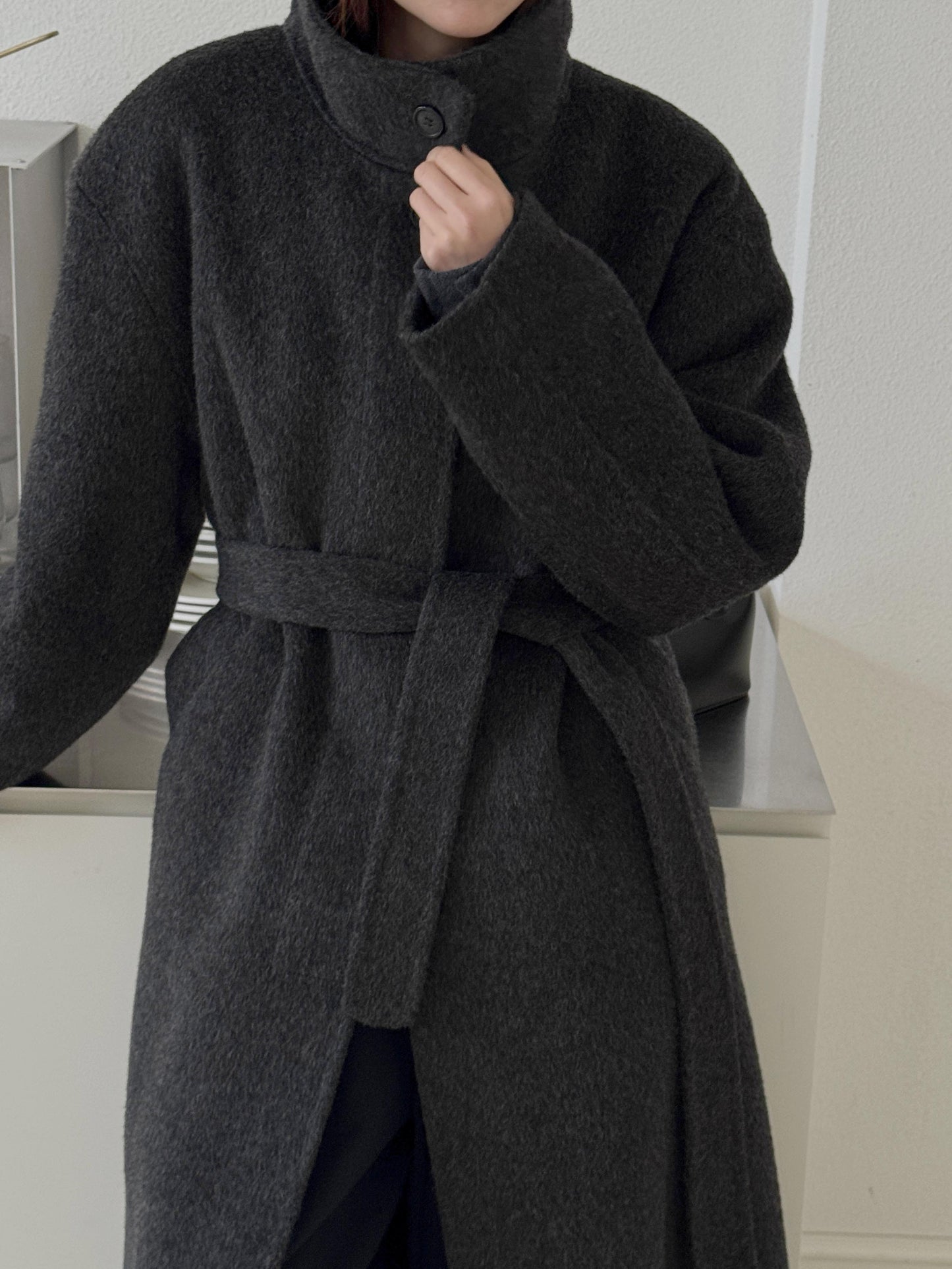 [PRE-ORDER] RUE HIGH NECK ALPACA BLEND HANDMADE COAT