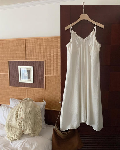 [PRE-ORDER] SOFT WHISPER FRILL DRESS (adjustable straps)