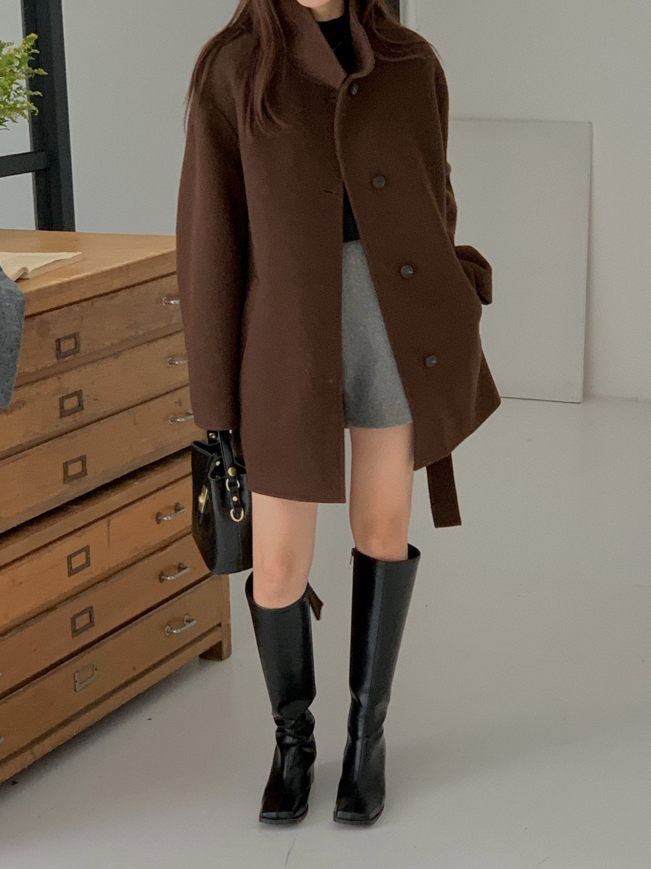 [PRE-ORDER]  BOUCLÉ HANDMADE HIGH-NECK COAT ☁️