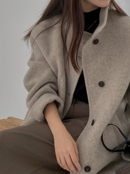 [PRE-ORDER]  BOUCLÉ HANDMADE HIGH-NECK COAT ☁️
