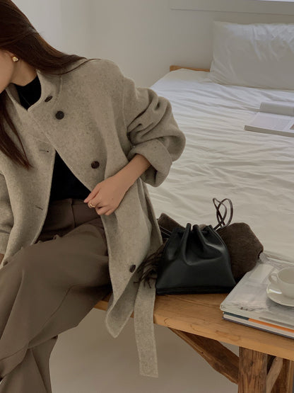 [PRE-ORDER]  BOUCLÉ HANDMADE HIGH-NECK COAT ☁️