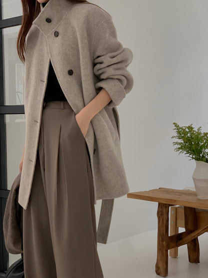 [PRE-ORDER]  BOUCLÉ HANDMADE HIGH-NECK COAT ☁️