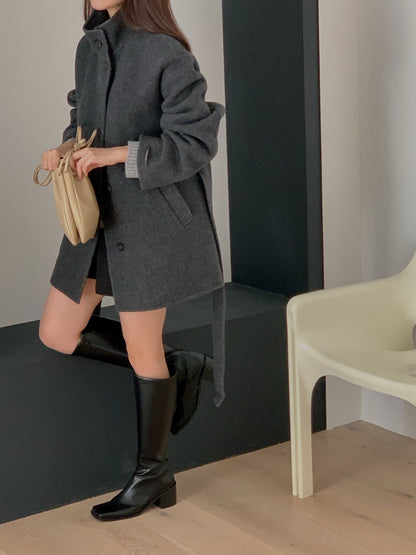 [PRE-ORDER]  BOUCLÉ HANDMADE HIGH-NECK COAT ☁️