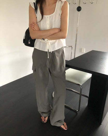 [PRE-ORDER]  STRING NYLON CARGO PANTS