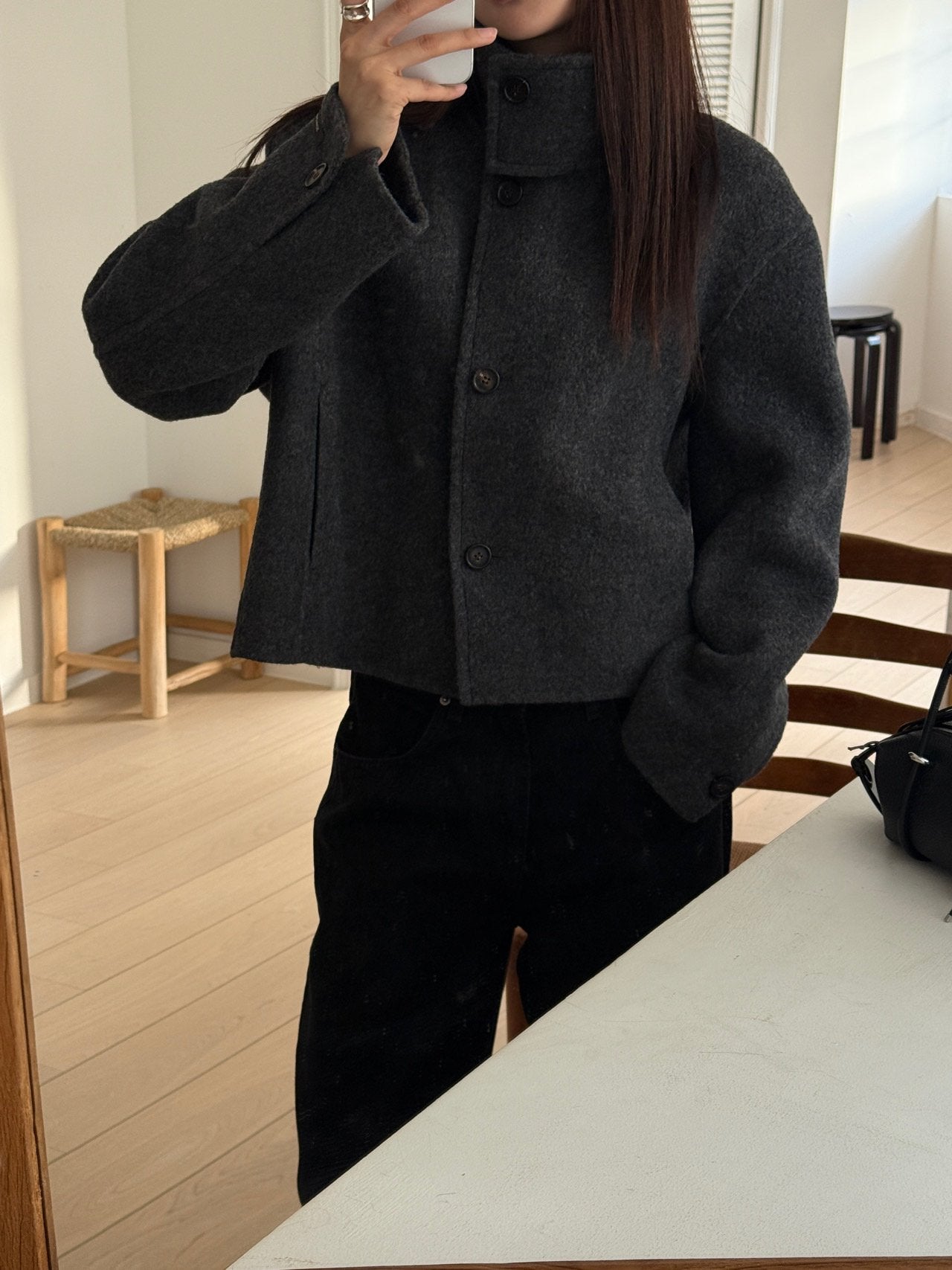 [PRE-ORDER] THE SCULPTED FUNNEL WOOL JACKET