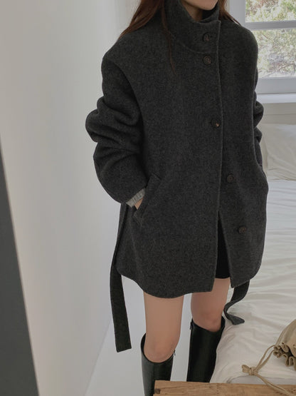 [PRE-ORDER]  BOUCLÉ HANDMADE HIGH-NECK COAT ☁️