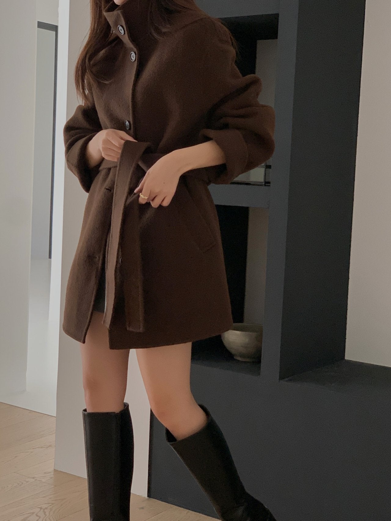 [PRE-ORDER]  BOUCLÉ HANDMADE HIGH-NECK COAT ☁️