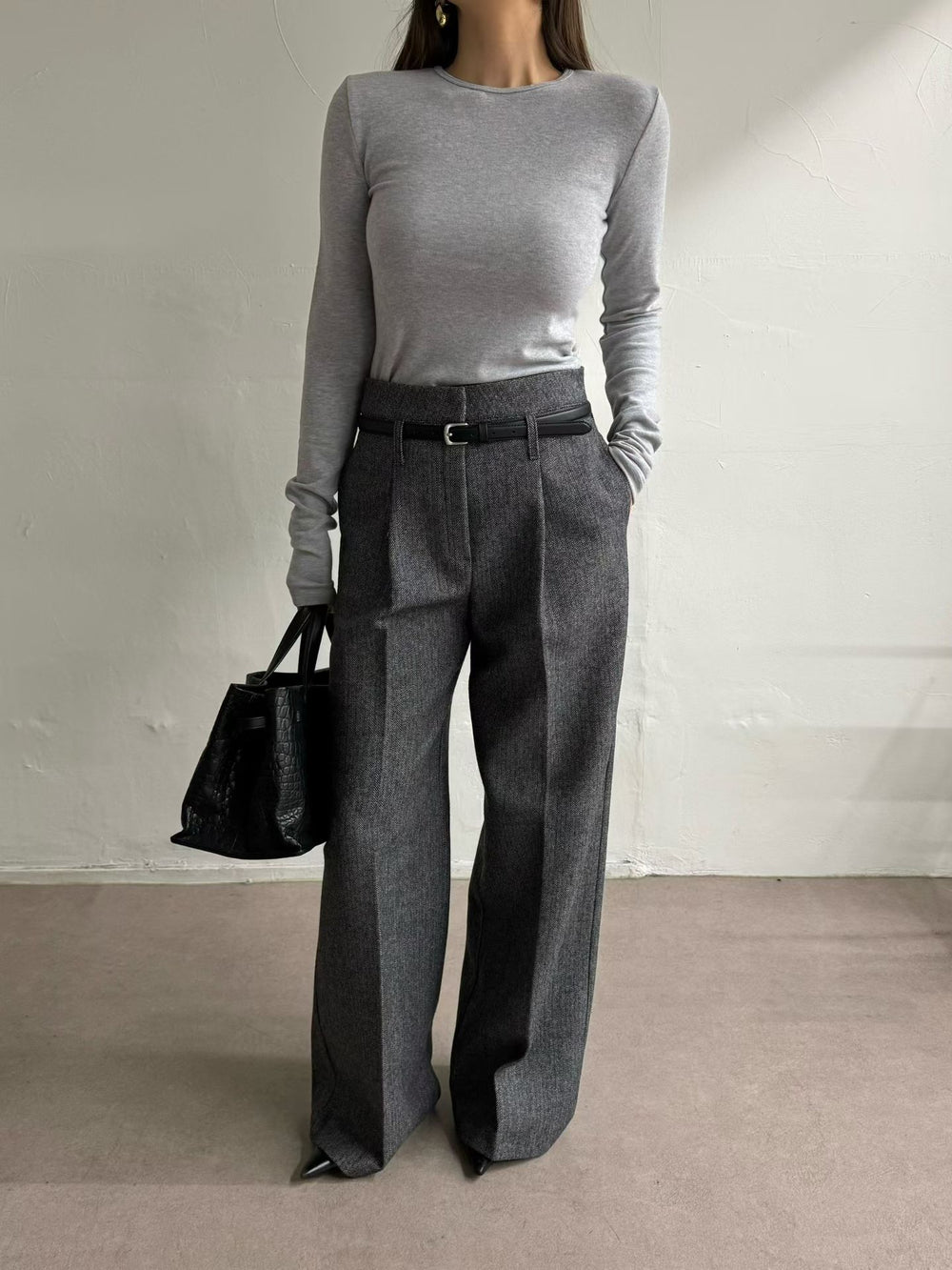 [PRE-ORDER]  CLASSIC HERRINGBONE WIDE-LEG PANTS