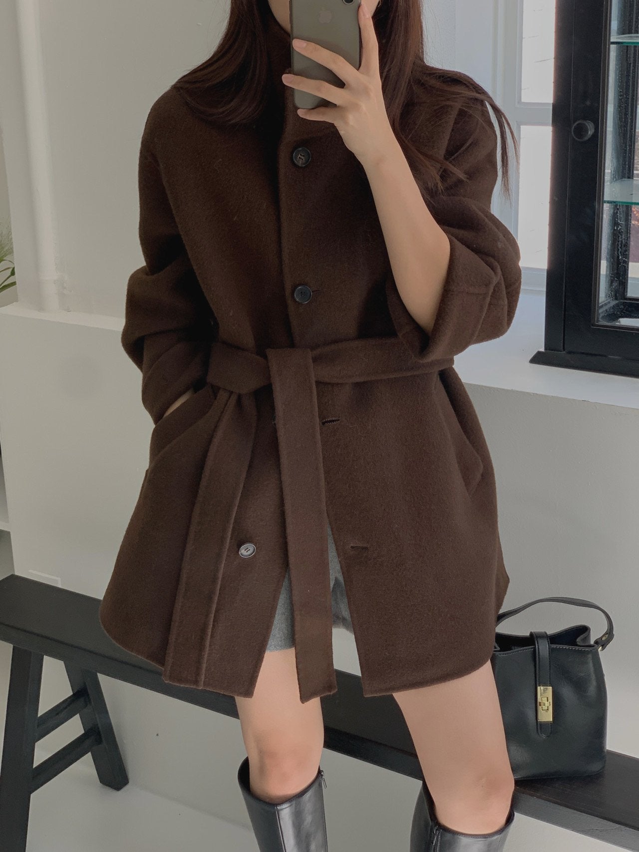 [PRE-ORDER]  BOUCLÉ HANDMADE HIGH-NECK COAT ☁️