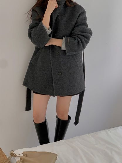 [PRE-ORDER]  BOUCLÉ HANDMADE HIGH-NECK COAT ☁️