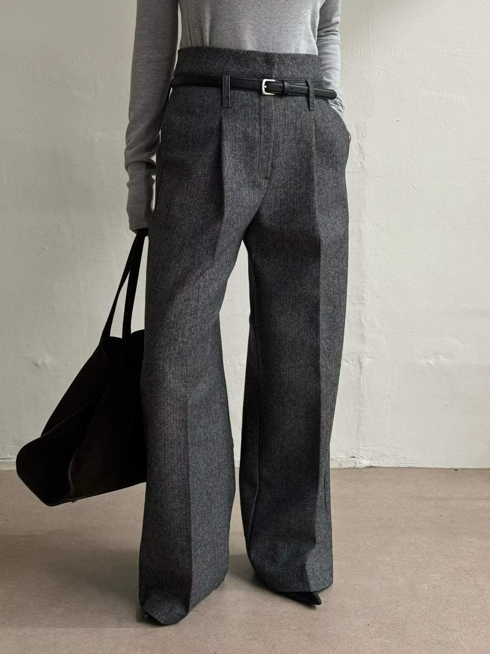 [PRE-ORDER]  CLASSIC HERRINGBONE WIDE-LEG PANTS