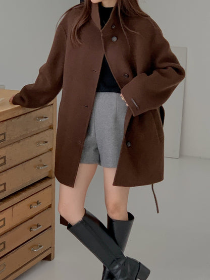[PRE-ORDER]  BOUCLÉ HANDMADE HIGH-NECK COAT ☁️