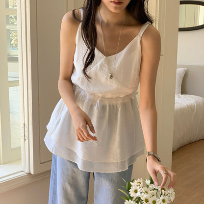 Spring Flowy Wave Blouse -White